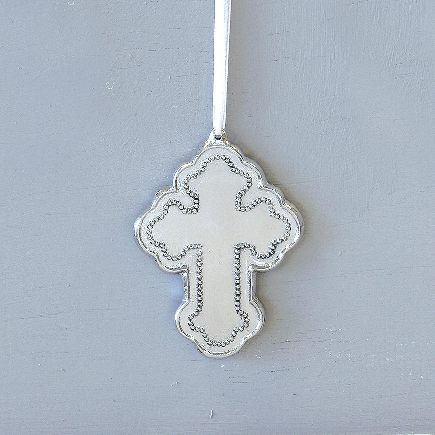 6818 BABY Pearl Cross Ornament - Image 1
