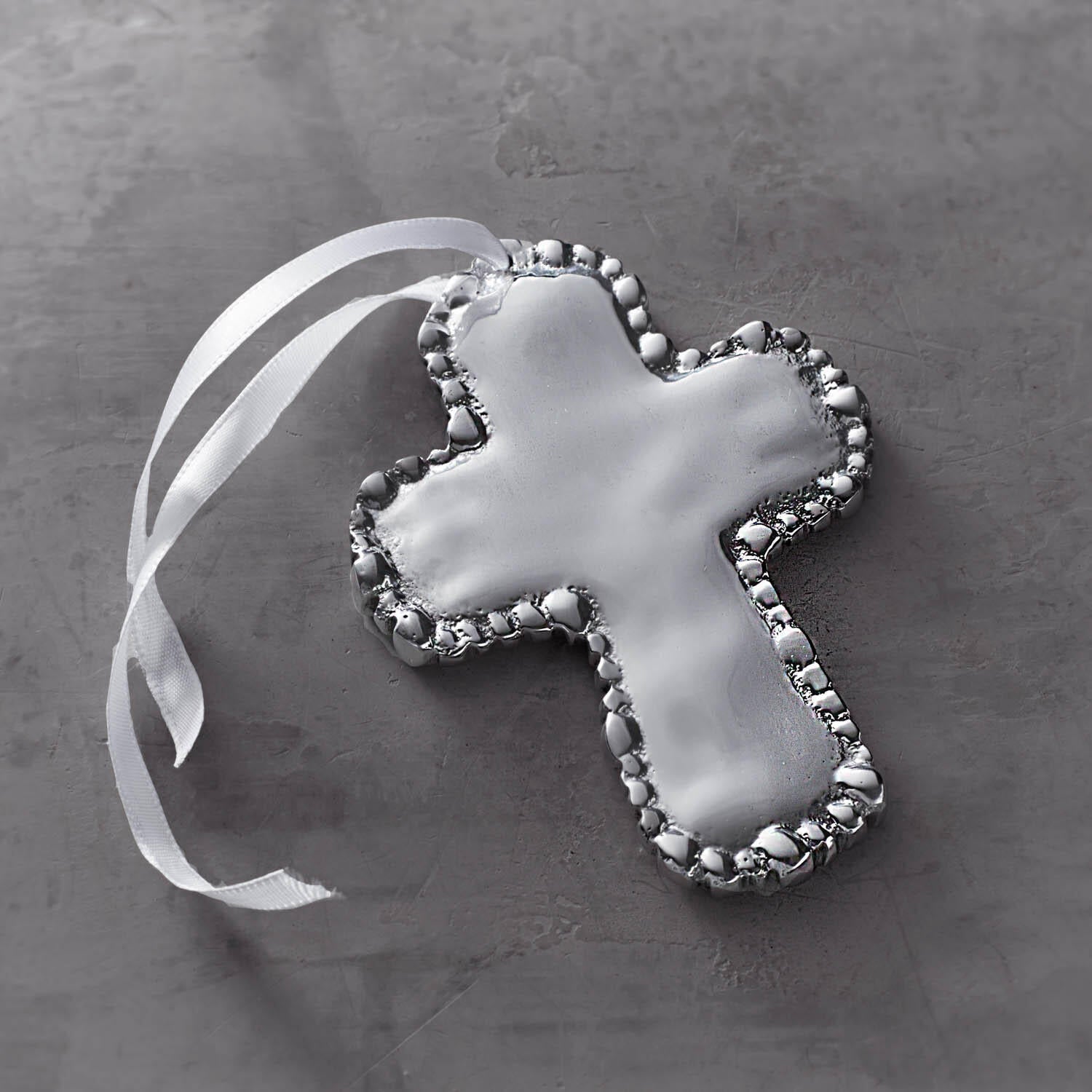6823 BABY Organic Pearl Cross Ornament - Image 1