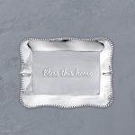 GIFTABLES Pearl Denisse Rectangular Engraved Tray "Bless this home"