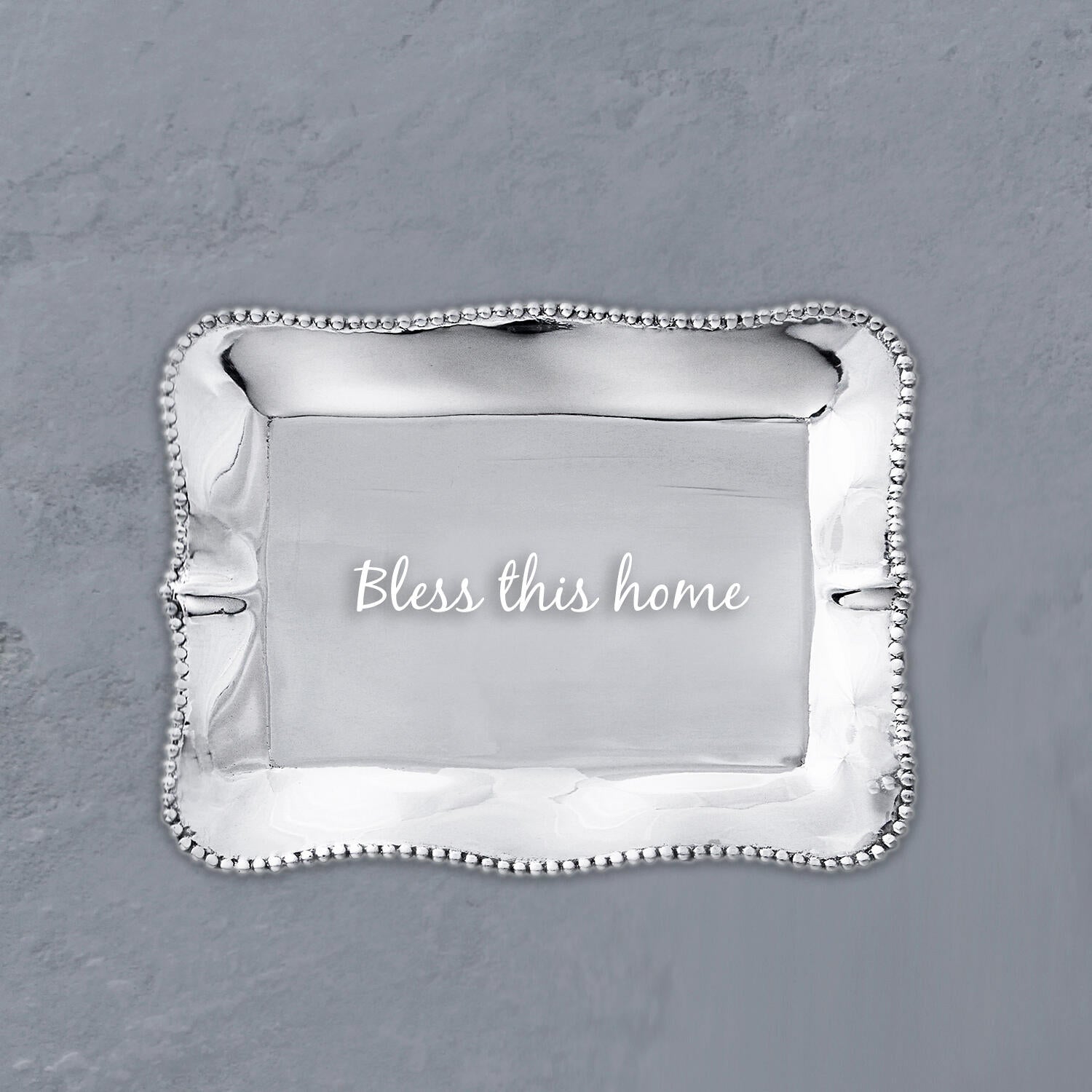 7306 GIFTABLES Pearl Denisse Rectangular Engraved Tray "Bless this home" - Image 1