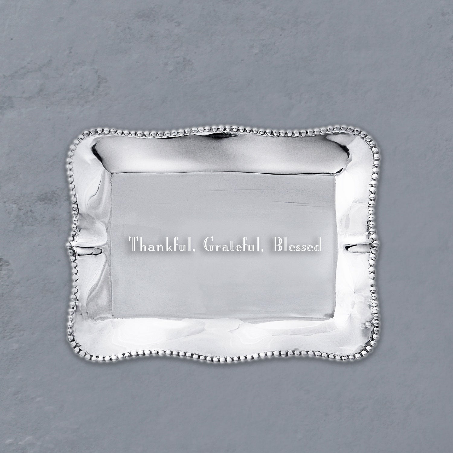 7311_product GIFTABLES Pearl Denisse Rectangular Engraved Tray "Thankful, Grateful, Blessed" - Image 1