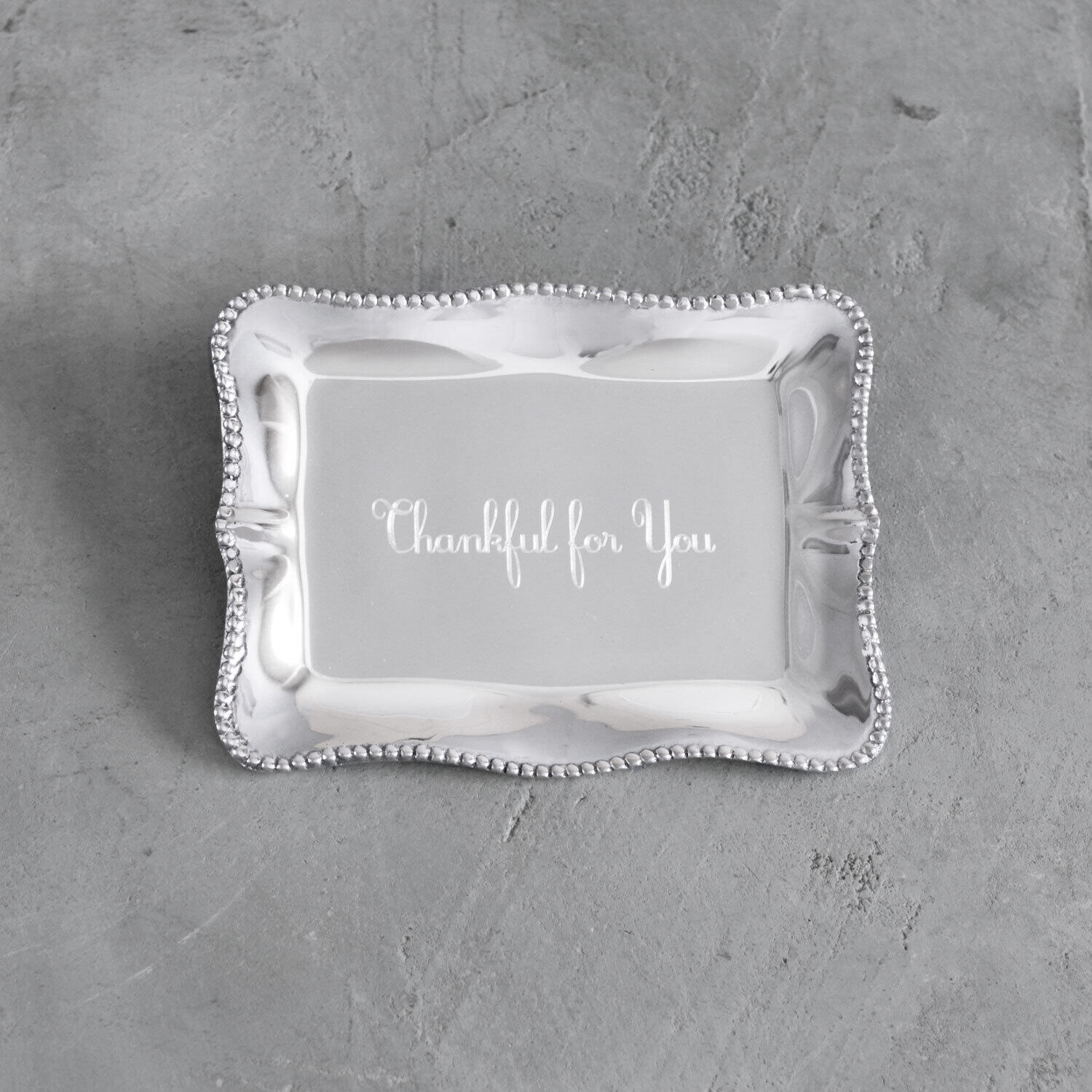 7345 GIFTABLES Pearl Denisse Rectangular Engraved Tray - Thankful for You - Image 1