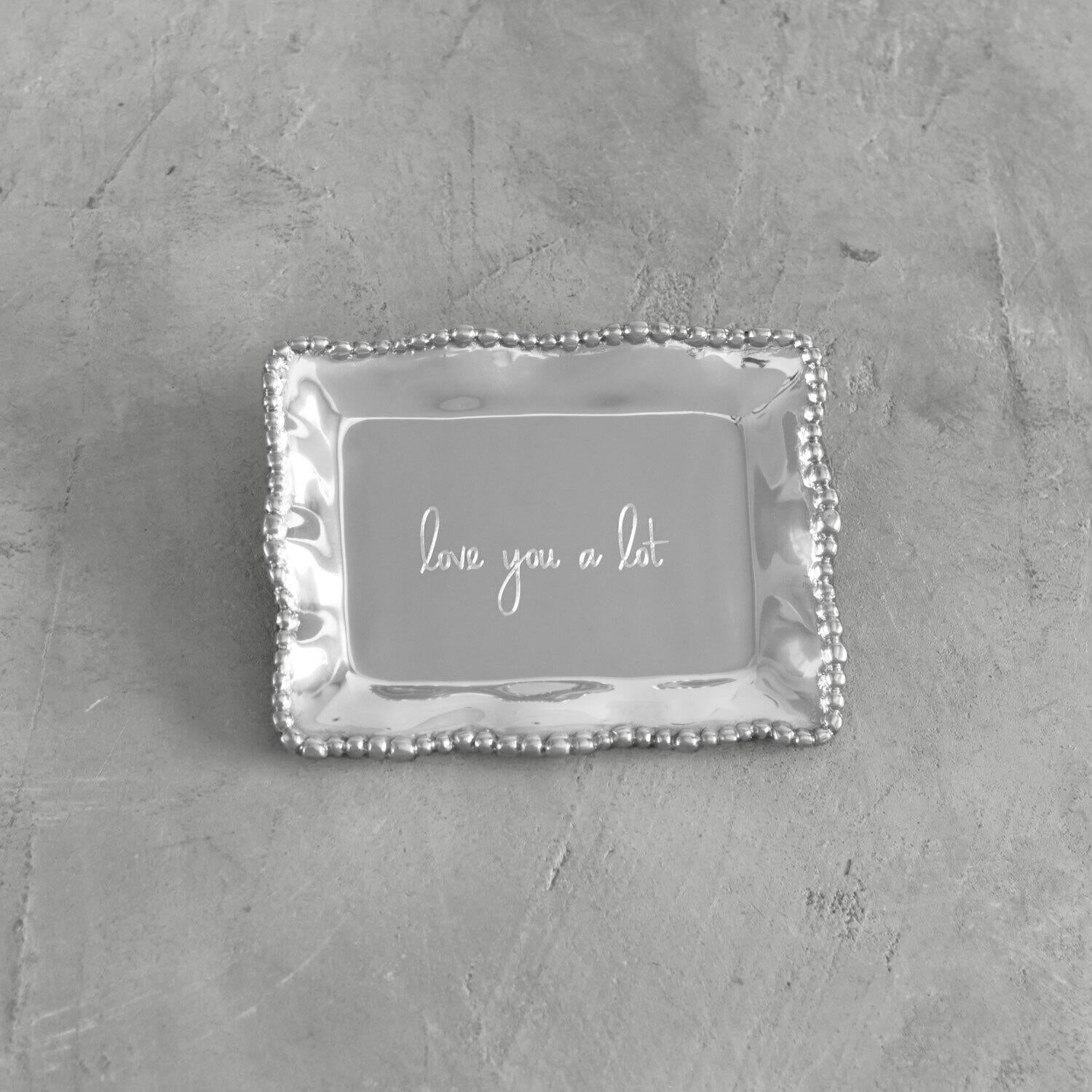 7357 GIFTABLES Organic Pearl Rectangular Engraved Tray - love you a lot - Image 1