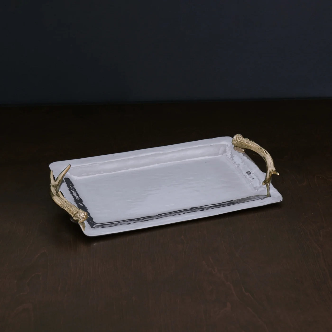 7981_lg WESTERN Antler Emerson Long Rectangular Tray with Gold Handles - Image 1