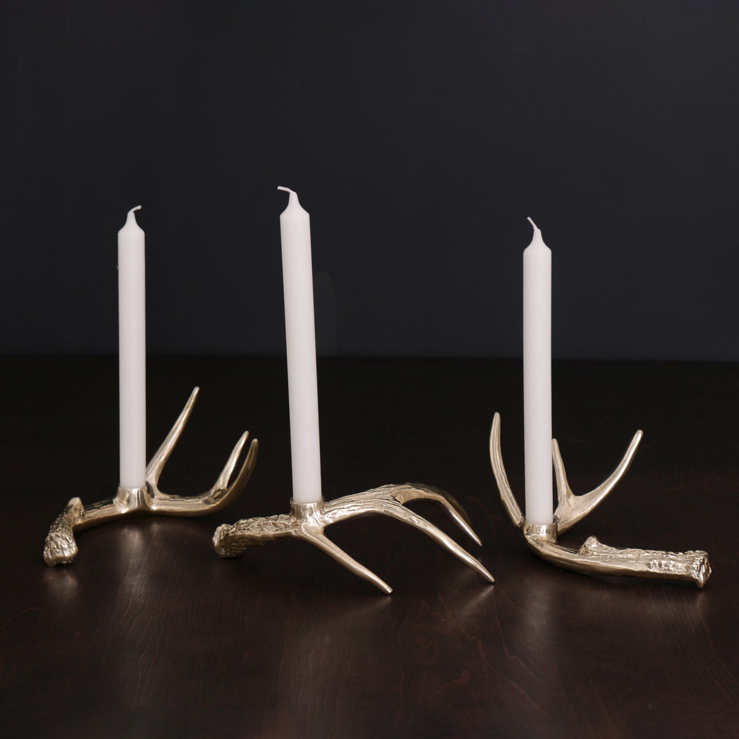 7984_2 WESTERN Sierra Modern Antler Candlestick Gold Set of 3 (Gold) - Image 1