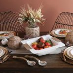 FINAL SALE - THANNI Rattan Large Square Bowl  (White and Gold) - Image 3