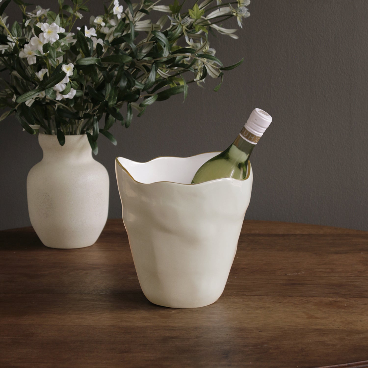 8489_4 ENCANTO Soho Large Ice Bucket (Cream and White) - Image 1