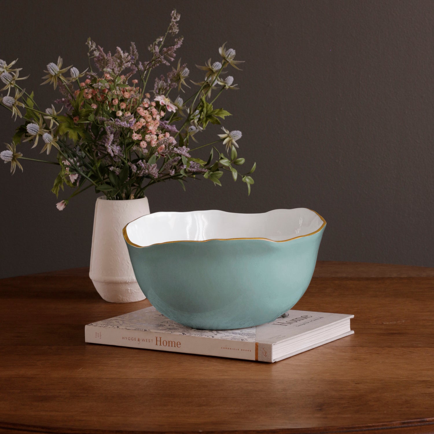 8503_2 ENCANTO Osaka Large Bowl (Turquoise and White) - Image 1