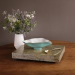 ENCANTO Claire Small Oval Bowl with Spoon (Turquoise, White and Gold)