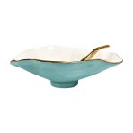 ENCANTO Claire Small Oval Bowl with Spoon (Turquoise, White and Gold) - Image 2