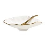 ENCANTO Claire Small Oval Bowl with Spoon (Cream, White and Gold) - Image 2