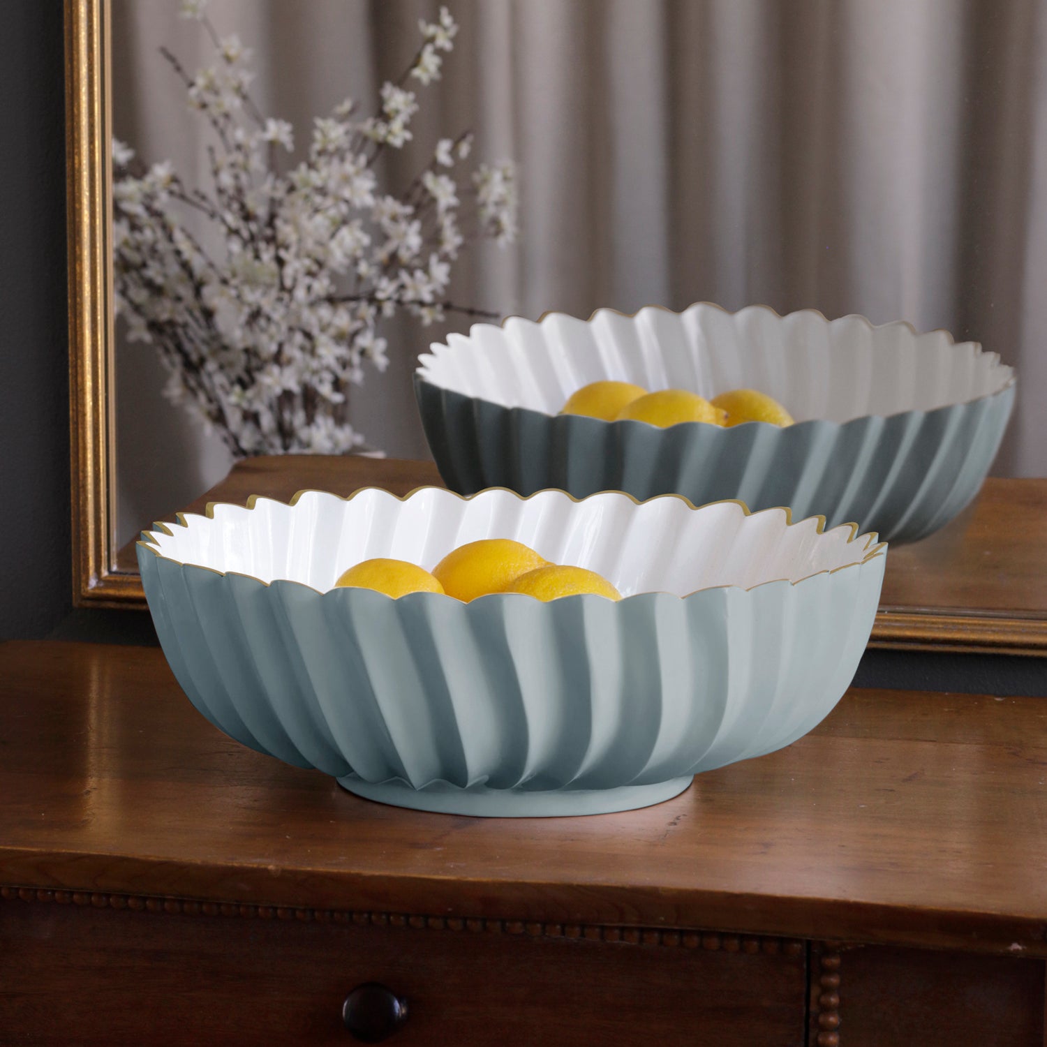 8742_2 FINAL SALE - ENCANTO Orlando Large Bowl (Slate and White) - Image 1