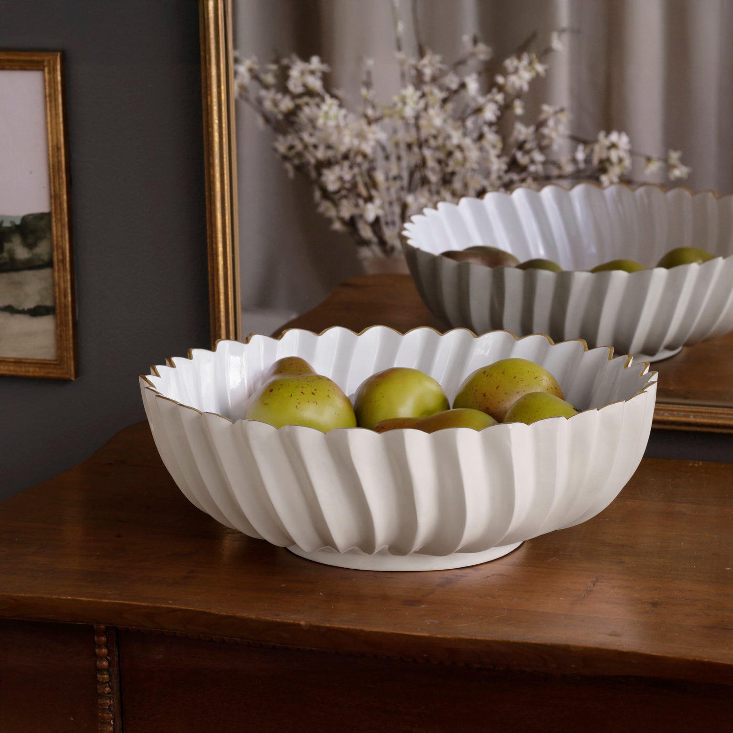 8743_4 ENCANTO Orlando Large Bowl (Cream and White) - Image 1