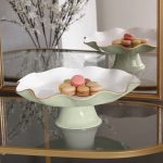 ENCANTO Carola Pedestal Cake Plate (Pistachio and White)