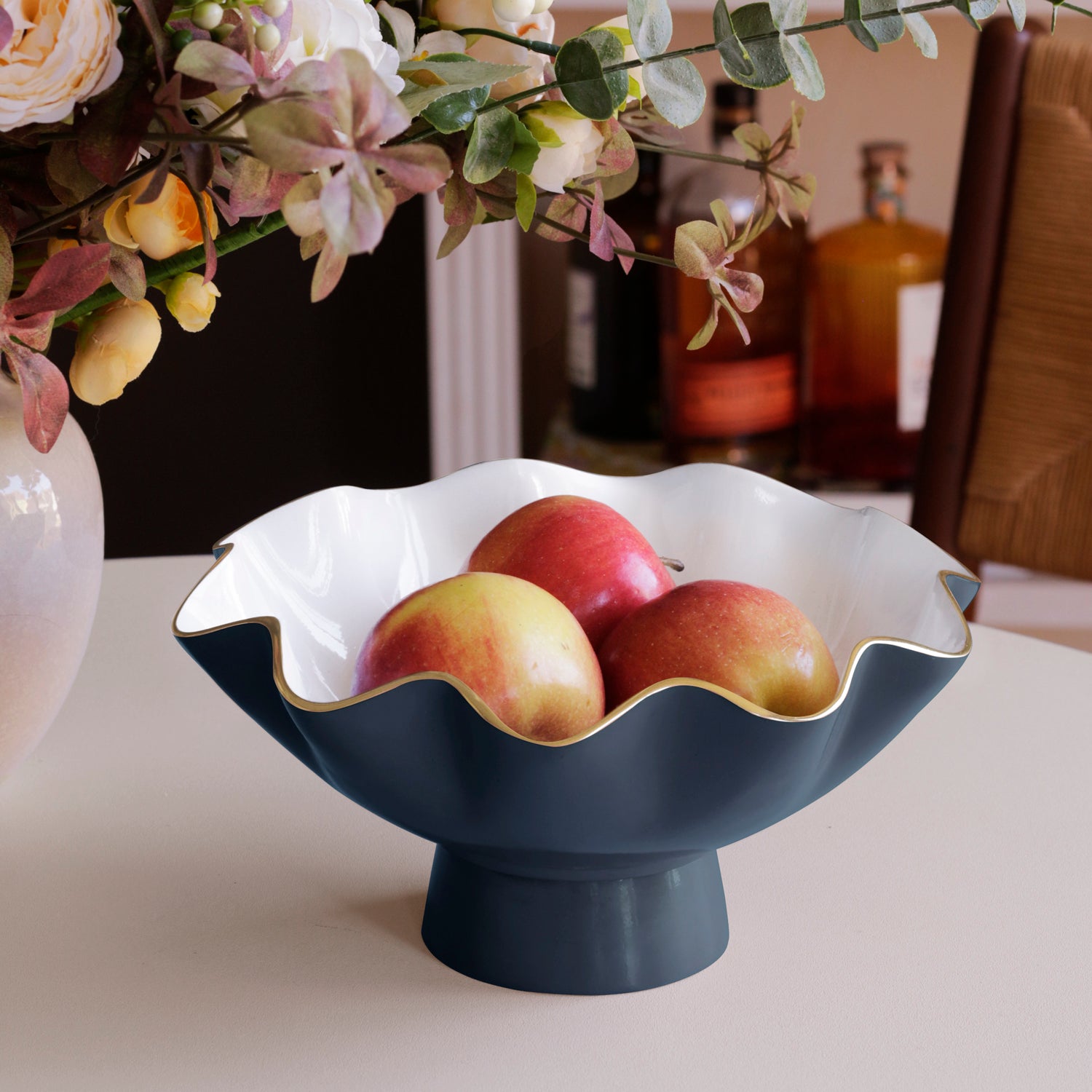 8811_2 ENCANTO Carola Small Pedestal (Midnight and White) - Image 1