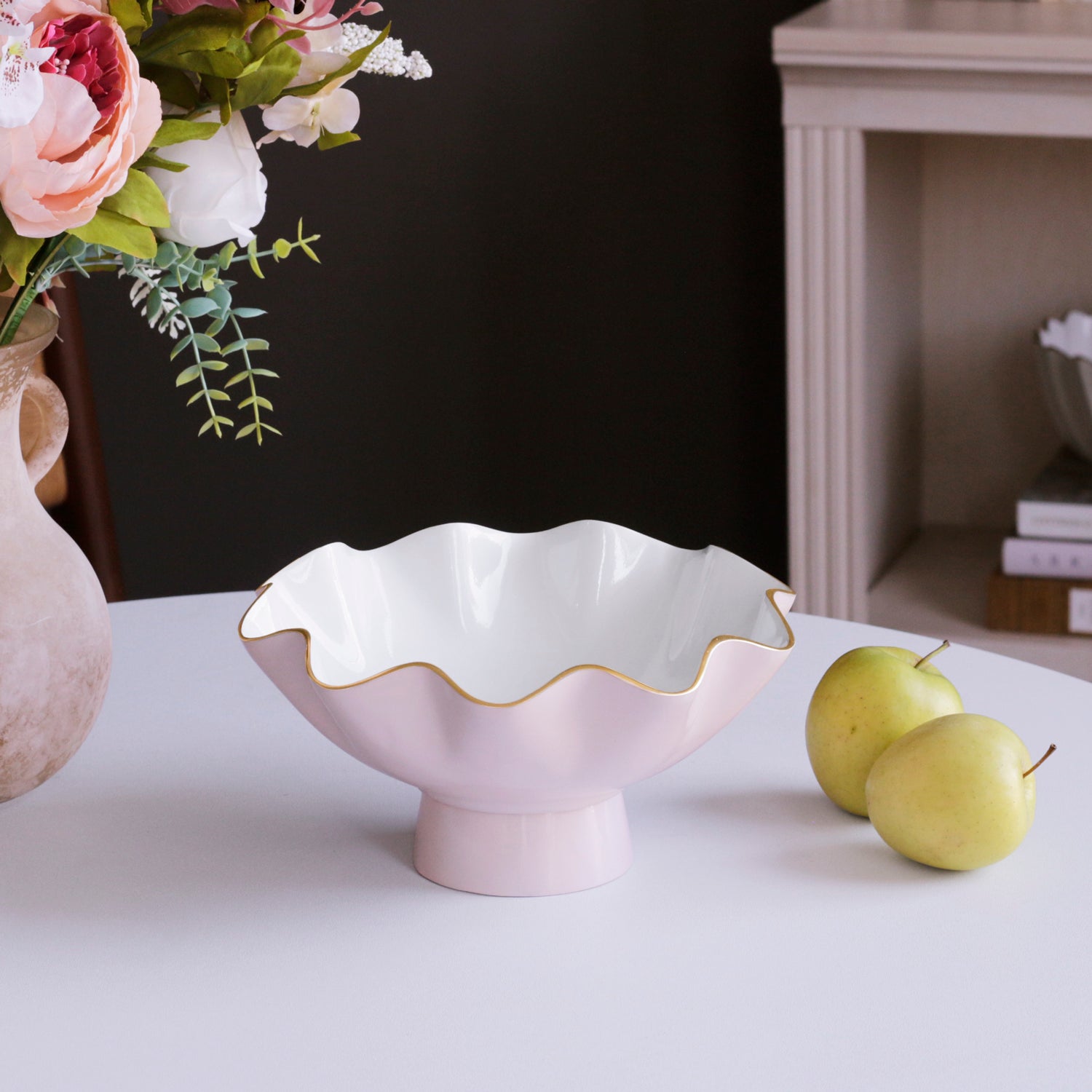 8812_3 ENCANTO Carola Small Pedestal (Camellia and White) - Image 1