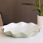 ENCANTO Carola  Large Round Platter (Pistachio and White)
