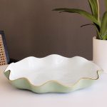 ENCANTO Carola  Large Round Platter (Pistachio and White)