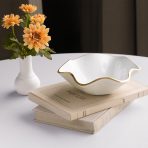 ENCANTO Carola  Small Round Bowl (Cream and White)