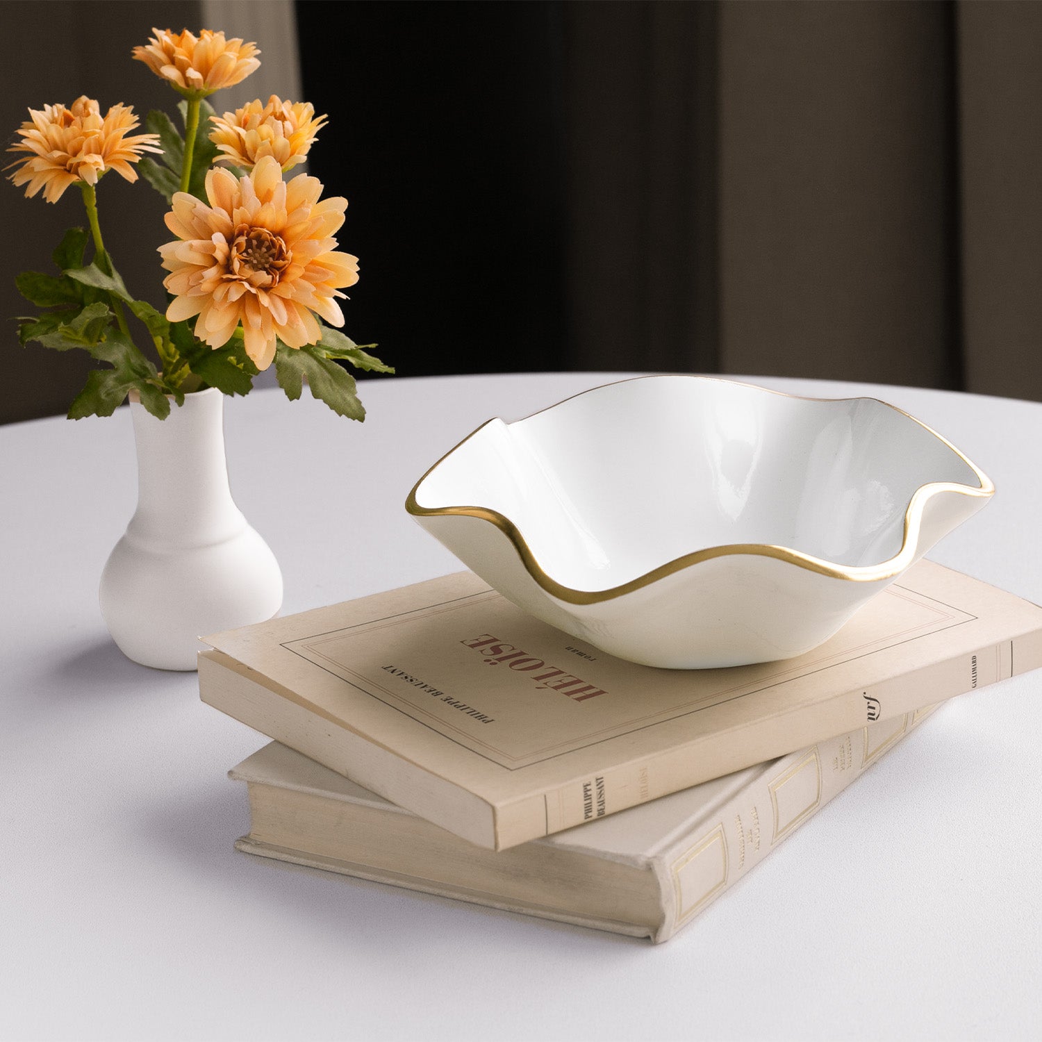 8824 ENCANTO Carola Small Round Bowl (Cream and White) - Image 1