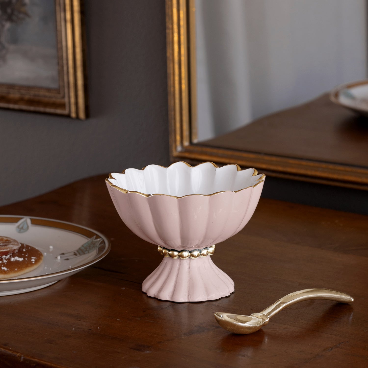 8848_2 ENCANTO Vienna Mini Pedestal with Spoon (Camellia and White) - Image 1