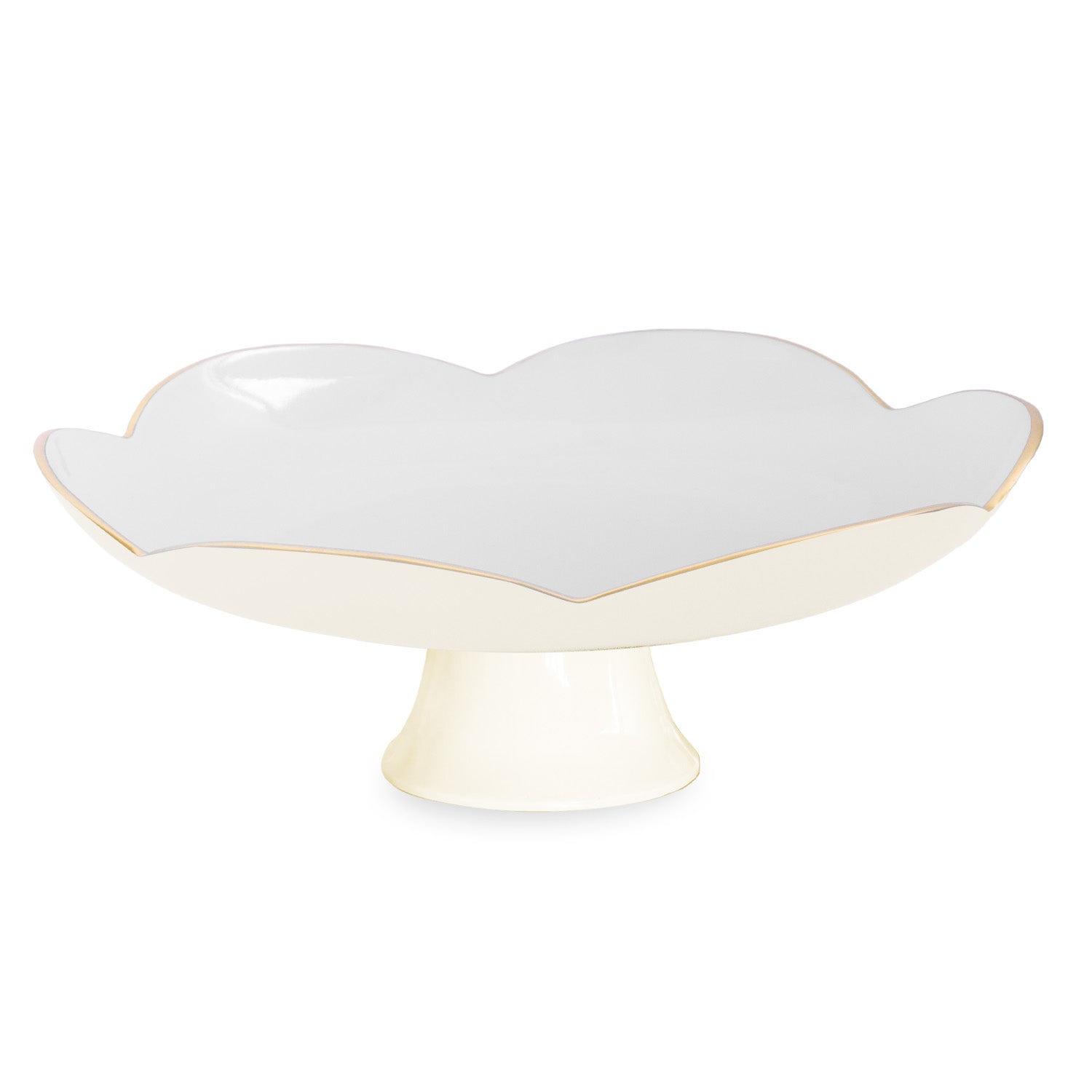 8883_074b370b-e766-4433-9016-b4c3bb18324f ENCANTO Amelia Pedestal Cake Plate Cream and White - Image 1