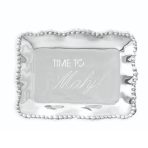 GIFTABLES Organic Pearl Rectangular Engraved Tray "Time to Mahj!" - Image 2