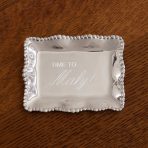 GIFTABLES Organic Pearl Rectangular Engraved Tray "Time to Mahj!"