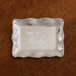 GIFTABLES Organic Pearl Rectangular Engraved Tray "Time to Mahj!"