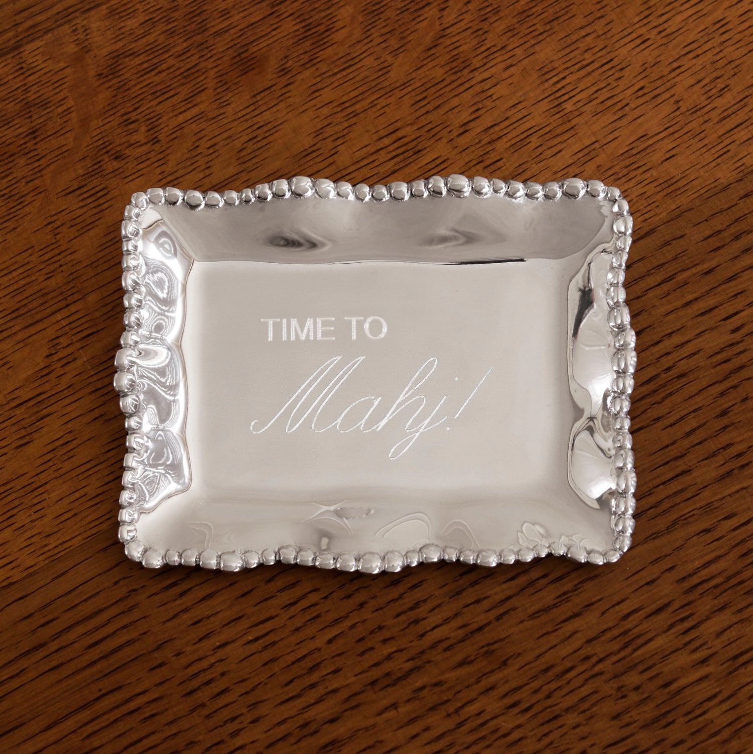 8943__2_464ebb96-aa67-49a6-a2d3-4926a0080e87 GIFTABLES Organic Pearl Rectangular Engraved Tray "Time to Mahj!" - Image 1