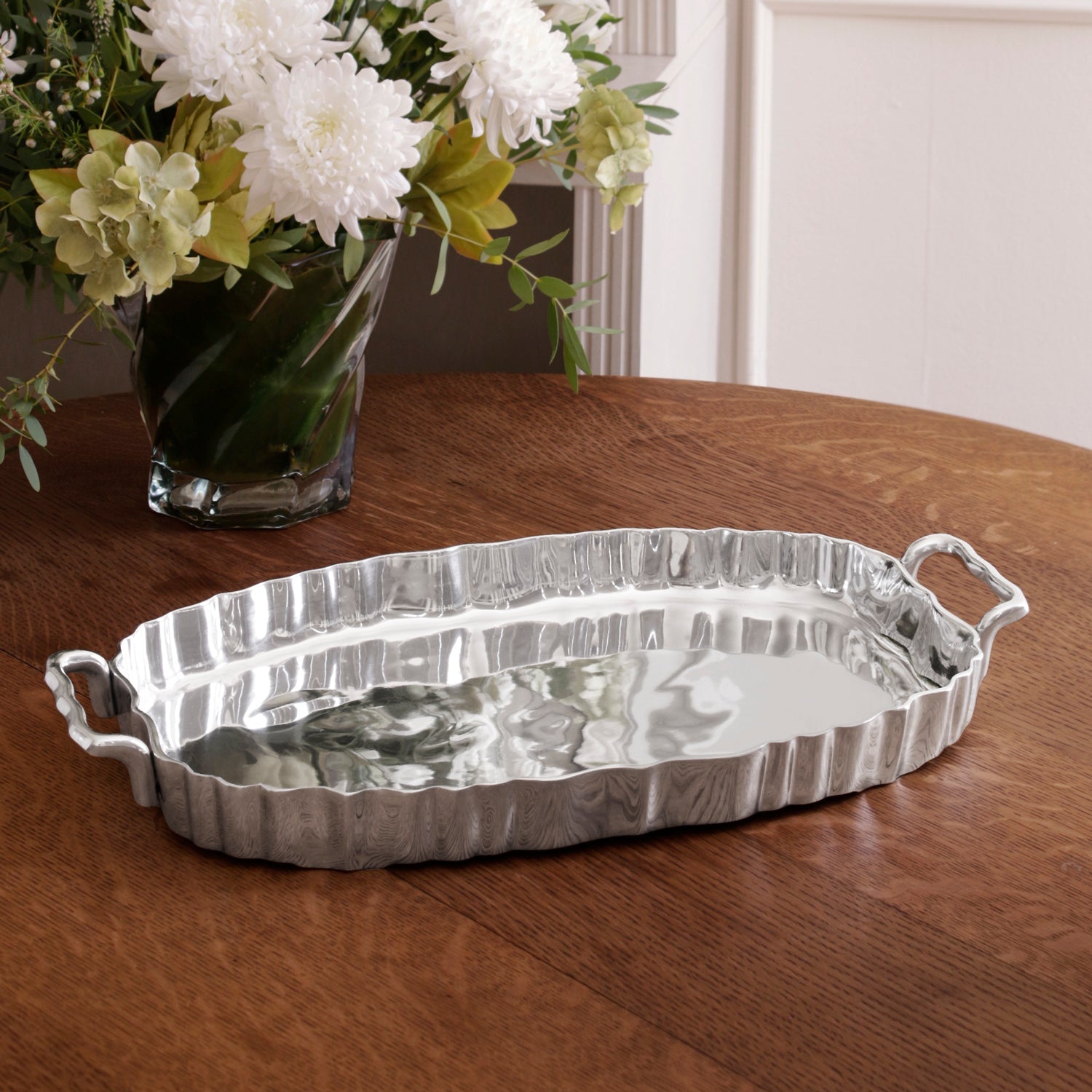 8968_9695087c-db53-4b2e-8356-9a3563a9de9c VINTAGE Fluted Oval Tray with Handles - Image 1
