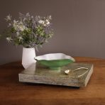 ENCANTO Claire Small Oval Bowl with Spoon  Leaf Green and White - Image 4