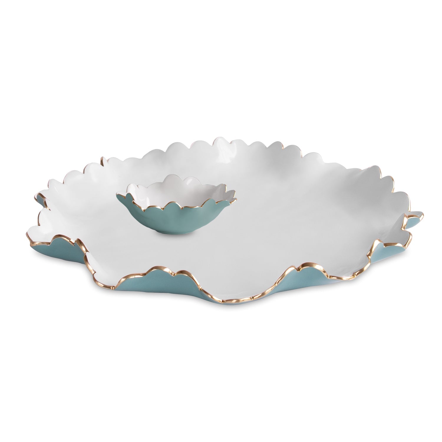 9079_2_962fec48-189a-4045-85d4-9cc709ad838e ENCANTO Colette Large Chip and Dip (Turquoise and White) - Image 1