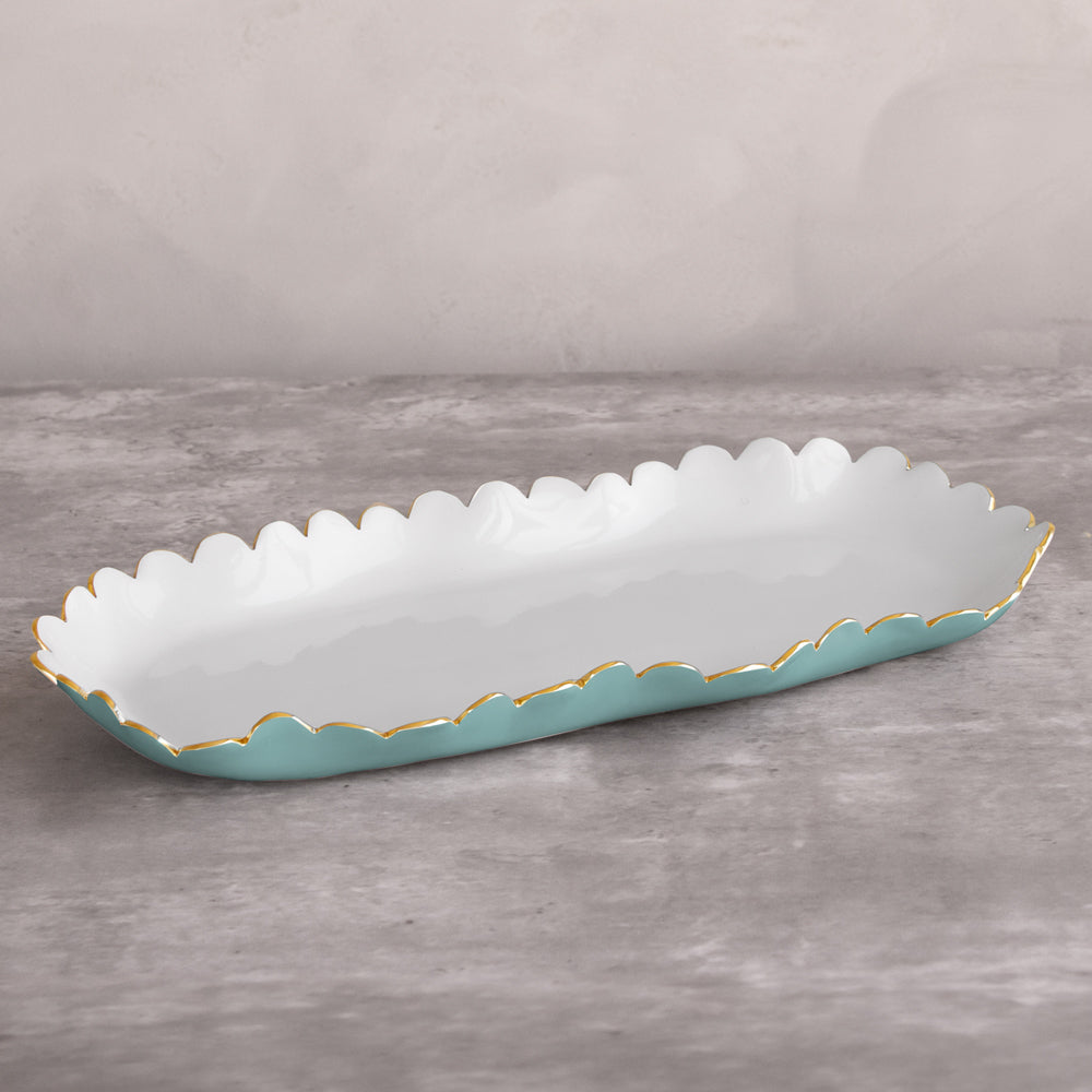 9091 ENCANTO Colette Oblong Tray (Turquoise and White) - Image 1
