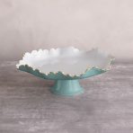 ENCANTO Colette Pedestal Cake Plate (Turquoise and White)