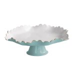 ENCANTO Colette Pedestal Cake Plate (Turquoise and White) - Image 2