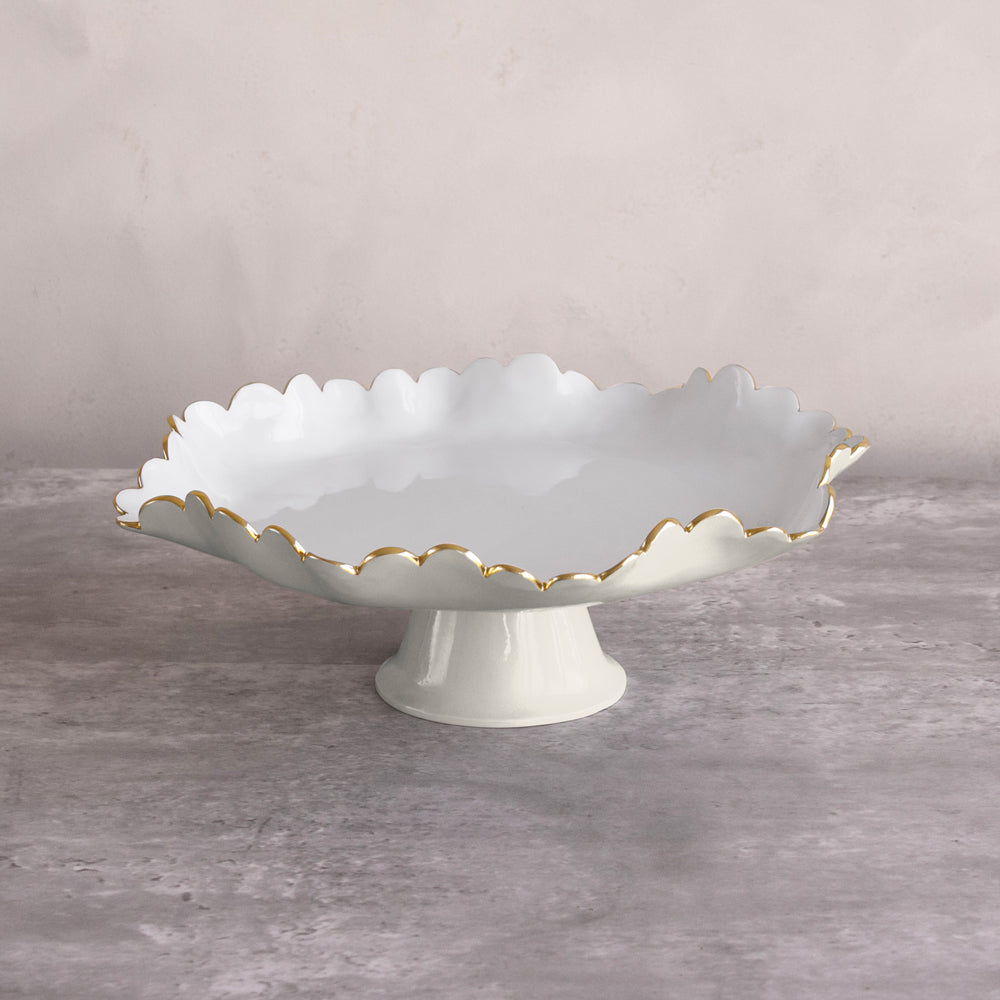 9128 ENCANTO Colette Pedestal Cake Plate (Cream and White) - Image 1