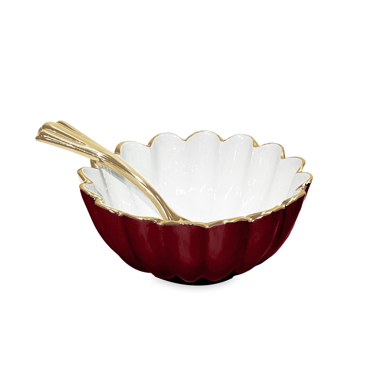 9200_2_84266221-385b-473a-9237-9f38649ccd4b ENCANTO Vienna Mini Bowl with Spoon (Bordeaux and White) - Image 1