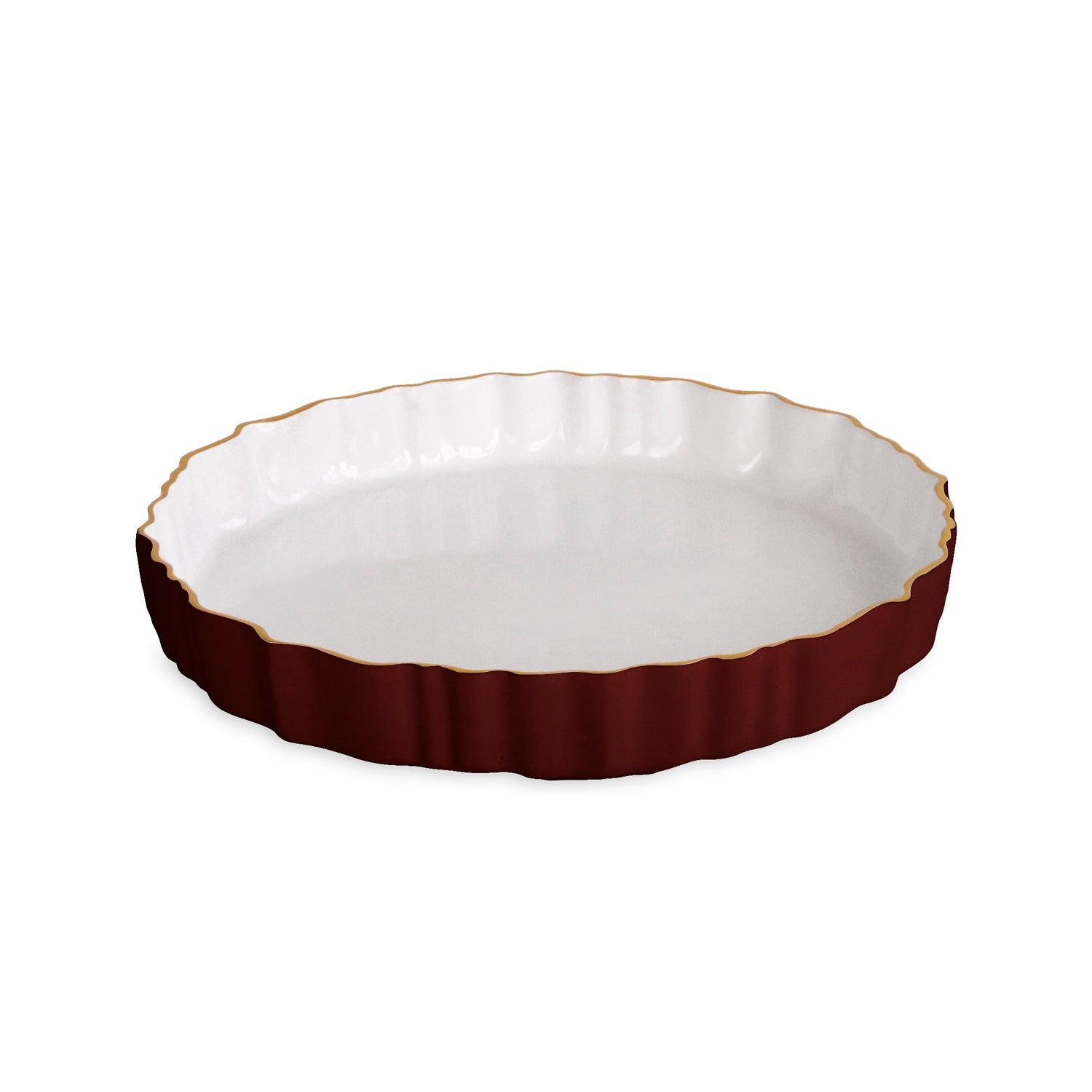 9209_2_92feb368-b867-4fa7-8a49-4d459ef95a13 ENCANTO Vintage Fluted Round Tray (Bordeaux and White) - Image 1