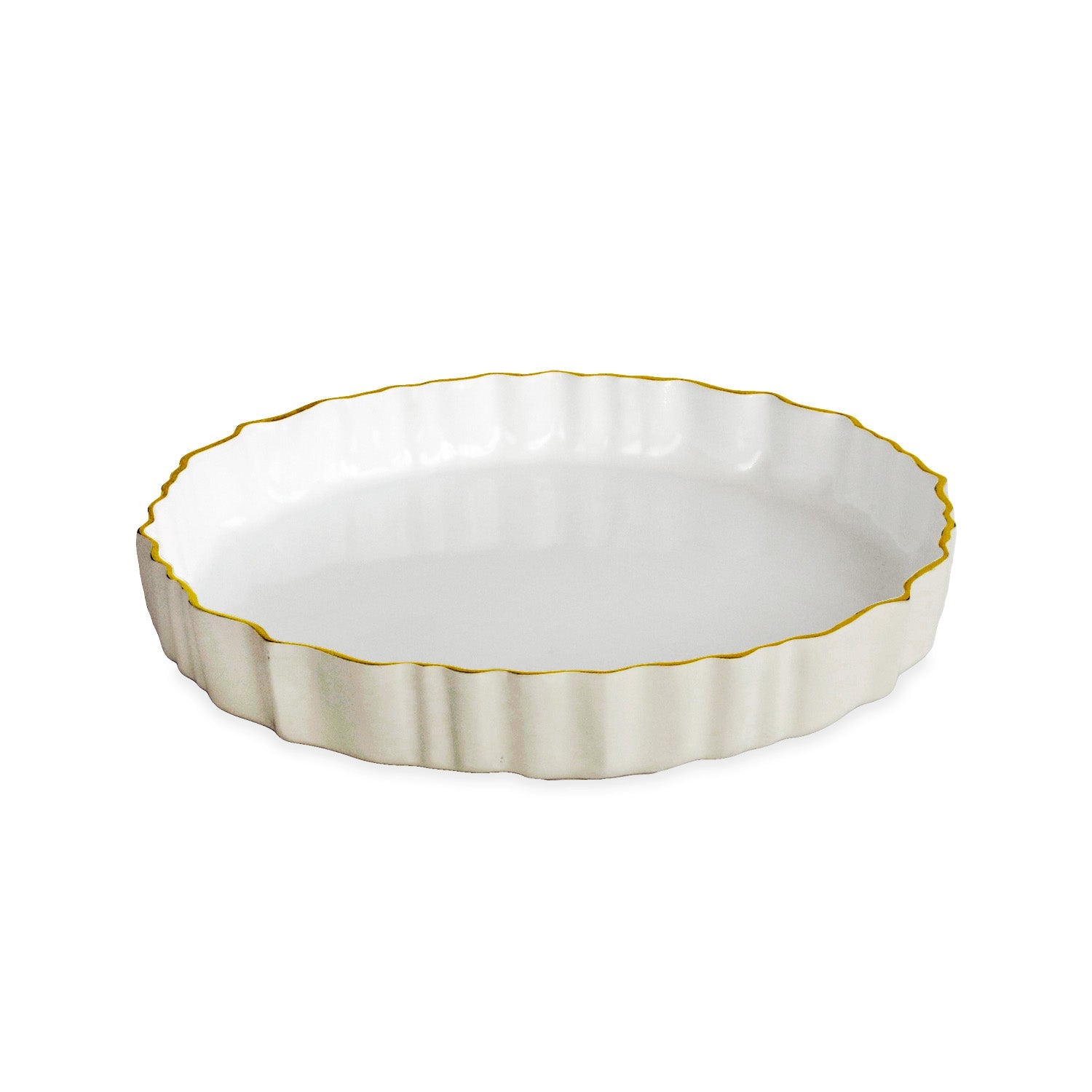9221_2_e520ac24-c1e3-4ec6-bf93-85c4737ad478 ENCANTO Vintage Fluted Round Tray (Cream and White) - Image 1