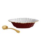 ENCANTO Tuscany Small Oval Bowl with Spoon (Bordeaux and White)