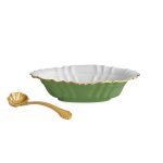ENCANTO Tuscany Small Oval Bowl with Spoon (Leaf Green and White)