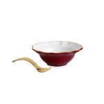 ENCANTO Faenza Mini Bowl w/spoon (Bordeaux and White)