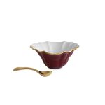 ENCANTO Tuscany Mini Round Bowl w/spoon (Bordeaux and White)