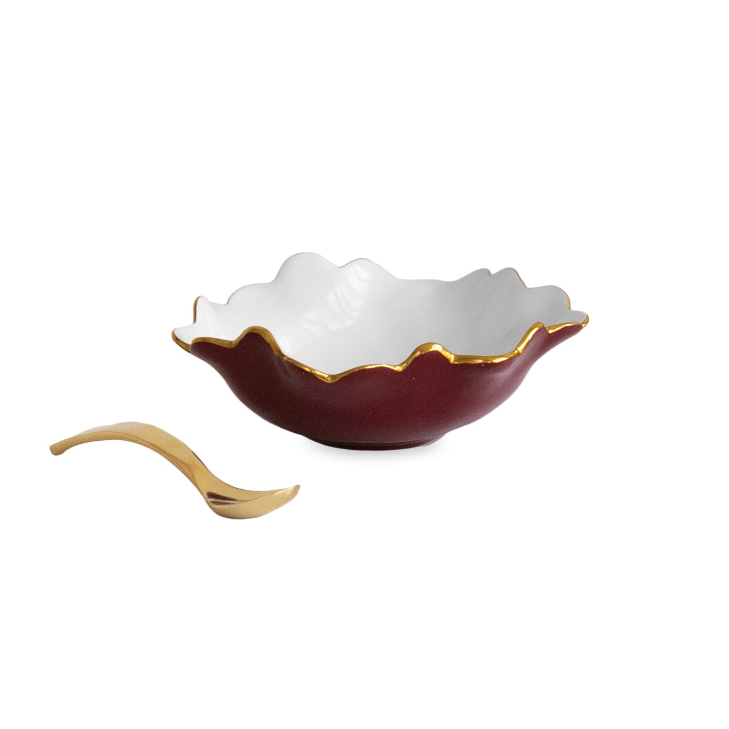 9237_2_aae65150-3f5b-4daa-9e7a-3fb62462dd8f ENCANTO Colette Mini Bowl w/spoon (Bordeaux and White) - Image 1