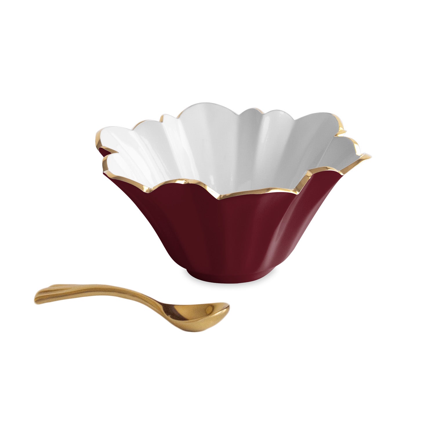 9238_2_d49cf3d2-33b7-4da1-b581-2ce75842e789 ENCANTO Avril Small Bowl w/spoon (Bordeaux and White) - Image 1