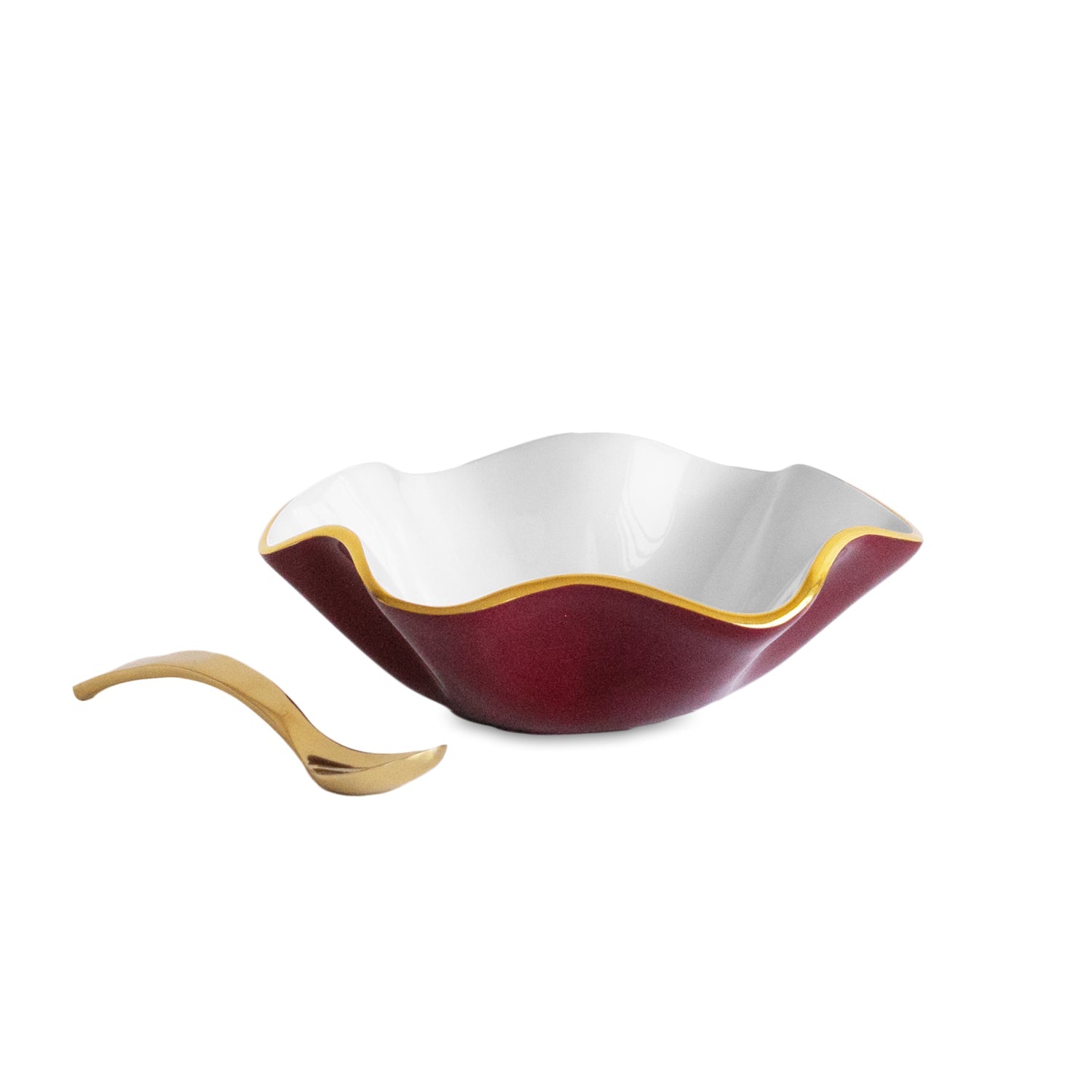 9239_2_59c197cc-ab77-41c4-8eaf-1ed6e44ada61 ENCANTO Carola Small Round Bowl w/spoon (Bordeaux and White) - Image 1