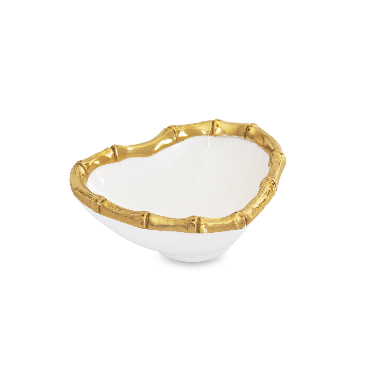 9248_2_233648db-c7f5-4628-8501-29e29bd3af28 ENCANTO Giftables Mini Bamboo Heart Bowl (White and Gold) - Image 1