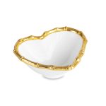ENCANTO Small Bamboo Heart Bowl (White and Gold)