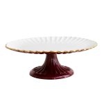 ENCANTO Vienna Pedestal Cake Plate (Bordeaux and White)